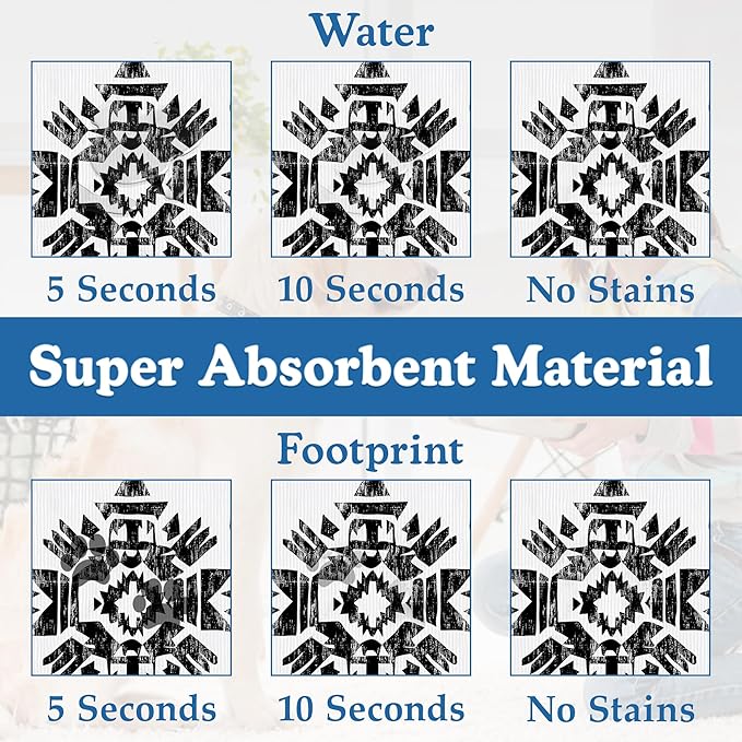 Black Boho Art Dog Food Mat–Christmas Stocking Absorbent Quick Dry Feeding Placemat for Food and Water Bowls, Non Slip Rubber Backing, Waterproof Pet Supplies for Mess-Free Eating 12"x20"