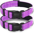 2 Pack Reflective Dog Collar with Safety Locking Buckle, Adjustable Soft Breathable Comfortable Nylon Pet Collar for Small, Medium and Large Dogs, Rosered, XL