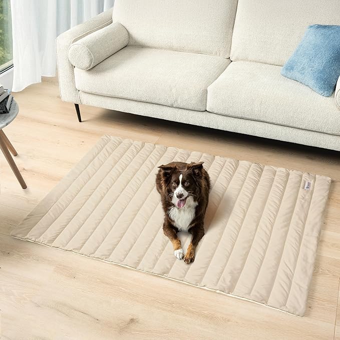PetAmi Cooling Mat for Dog, Premium Pet Cooling Blanket for Crate Kennel, Indoor Cat Cool Sleeping Pad, Q-MAX Cold Sofa Couch Cover for Summer, Taupe/Beige, Large (40x60)
