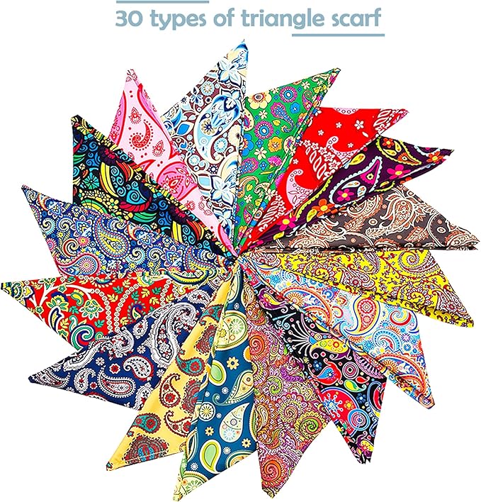 30 Pack Paisley Dog Bandanas for Small Dogs Stitch Bandanas Bulk Reversible Polyester Print One Side Dog Bandana Party Grooming S