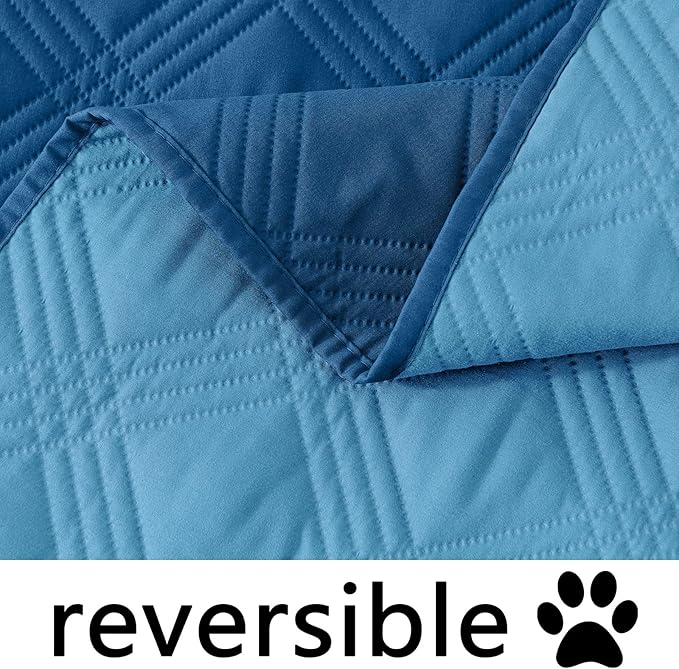 hyha Waterproof Dog Blanket, Reversible Pet Bed Blanket, Soft Sofa Couch Cover for Dogs Washable, Waterproof Pet Couch Covers for Sofa Puppy Cats Furniture Protector(30"x53", Navy Blue/Blue)