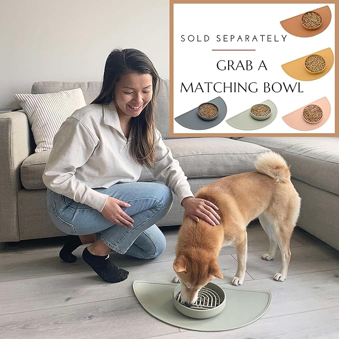 Should We Go - Waterproof Silicone Pet Food Mat - Non-Slip Spill-Proof Feeding Mat for Floors, Raised Edge Design Easy-to-Clean Rubber Pad for Dog & Cat Bowls, 28" Across x 14" Deep, Large-Terracotta