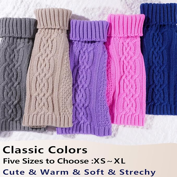 Dog Sweaters Small Dog Clothes Winter Turtleneck Puppy Sweater Warm Pet Cat Sweater Doggy Pullover Outfit with Twisted Design XS~XL(Navy Blue, X-Large)