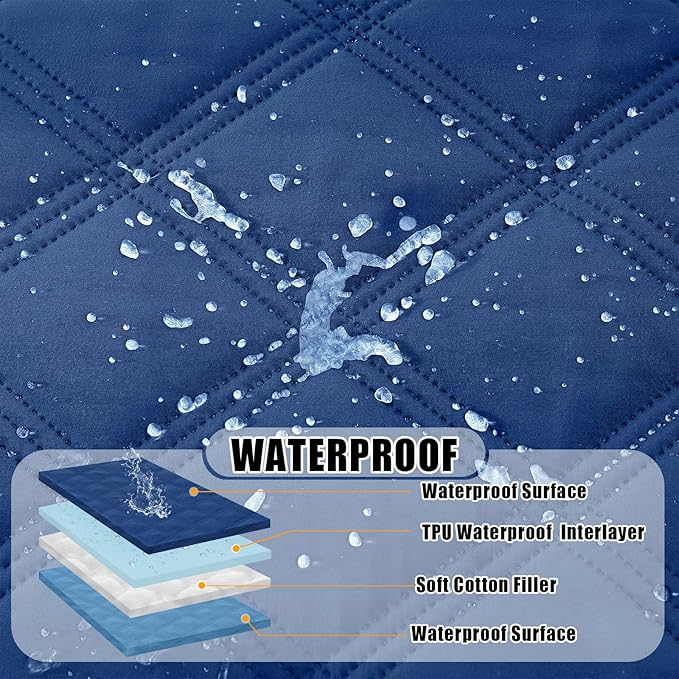 Smiry Waterproof Dog Bed Cover Blanket 82x120, Soft Reversible Pet Blanket, Washable Leakproof Cats Dogs Couch Cover for Sofa, Couch, Furniture, Navy/Blue