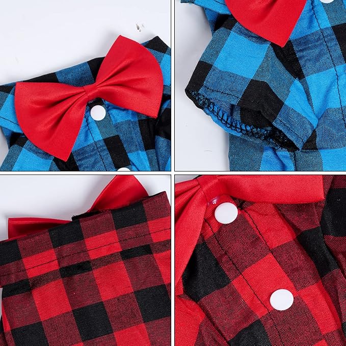 Tongcloud 3 Pack Plaid Puppy Cat Shirt - Cute Dog & Cat Shirts for Medium Dogs & Cats - Birthday Party & Holiday Photo