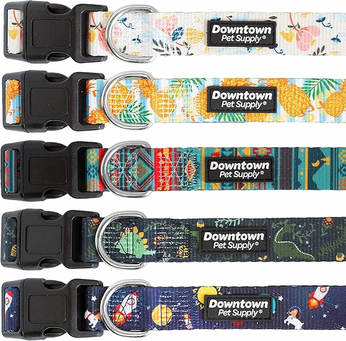Downtown Pet Supply - Best & Fancy Dog Collar - Lightweight Adjustable with Quick Buckle & D-Ring - Hand Wash Safe - Floral - Large