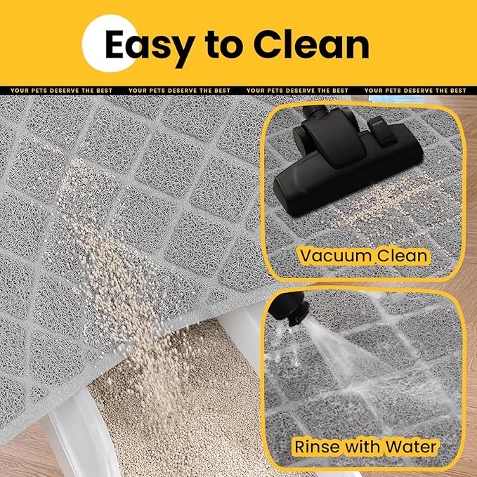 Cat Litter Mat Litter Trapping Mat, 30" x 20" Premium Durable PVC Grid Mesh with Scatter Control, Non-Slip, Less Waste Cat Litter Box Mat, Soft on Kitty’s Paws, Urine Waterproof