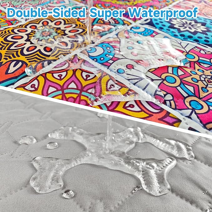 Waterproof Dog Blanket, Bohemian Dog Bed Cover Pet Blanket, Reversible Sofa Couch Cover for Dogs Washable, Protect Furniture Bed Couch Sofa for Puppy Cat (Colorful Medallion, 30×70 Inch)