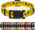Dog Collar, Floral Puppy Collar for Small Medium Large Dogs, Adjustable Soft Sunflower Pet Collar With Safety Buckle for Males Females (Yellow, L)