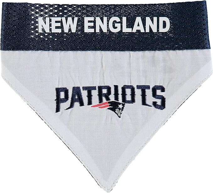 Pets First NFL DOG BANDANA - NEW ENGLAND PATRIOTS REVERSIBLE PET BANDANA. 2 Sided Sports Bandana with a PREMIUM Embroidery TEAM LOGO, Large/X-Large. - 2 Sizes & 32 NFL Teams available