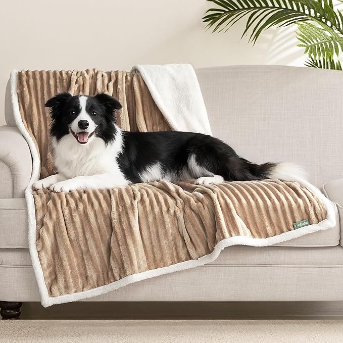 Waterproof Dog Blanket for Couch - Washable Medium Pet Blanket for Furniture Protector, Cozy Fleece Calming Dog Crate Blankets for Indoors & Outdoors, Linen, 30"x40"