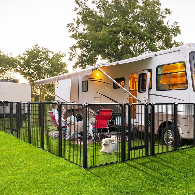 Yaheetech Dog Playpen Outdoor, 40 inch 16 Panels Dog Pen Indoor Heavy Duty Puppy Exercise Pen Metal Pet Fence for RV Camping/Yard/Garden