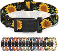 Dog Collar for Boys Girls, Sunflower Puppy Collar for Small Medium Large Dogs, Adjustable Soft Floral Pet Collar with Safety Buckle for Male Females(Black Sunflower,XS)