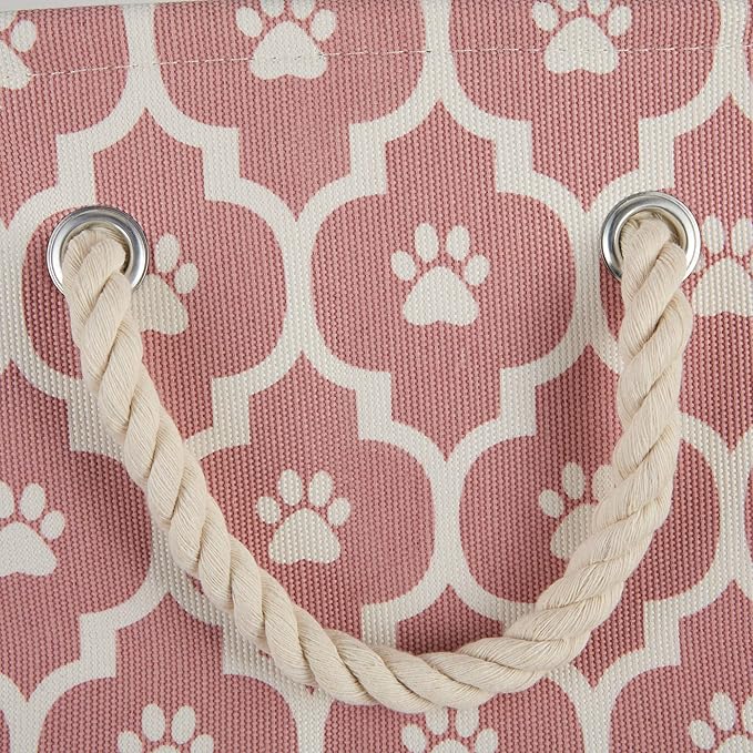 Bone Dry Pet Storage Collection Lattice Paw Print, Rose, Small Round
