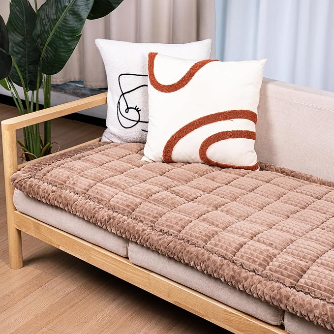 Washable Dog Couch Cover Protector, Non Slip Dog Bed Mat Machine Washable Large Blanket for Dogs, Pet Couches Covers for Sofa (Coffee, 24.8 * 53.9 '')