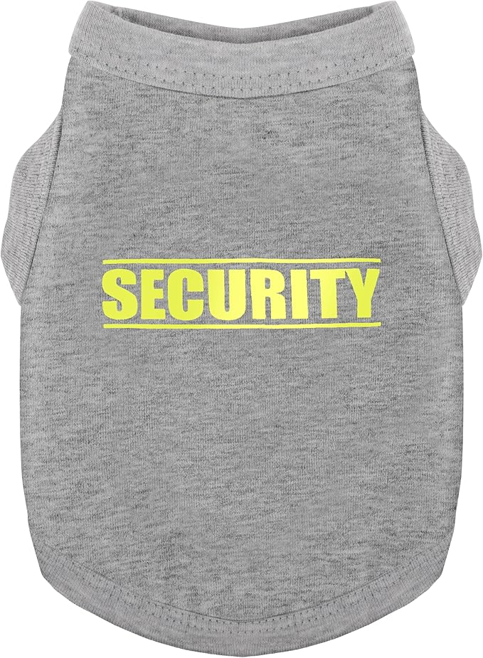 Discover Cozy Cotton Canine Wear: Soft, Lightweight, and Breathable Dog Shirt Vest with Eye-Catching Graphics(Security), Keeping Your Furry Friend Warm and Comfy! Grey 4XL