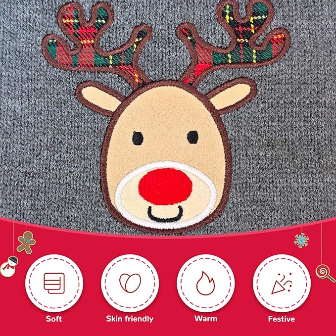 Dog Christmas Sweater Xmas Pet Clothes Cute Gray Reindeer Holiday Puppy Cat Costume New Year Gifts for Small Medium Large Dogs Jumpers (XXL, Gray Reindeer)