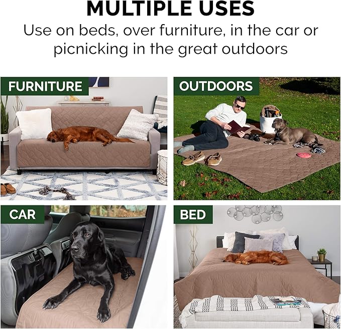 Furhaven Waterproof & Non-Slip Twin Size Mattress Cover Protector for Dogs & Cats, Washable, For Beds, Couches, & Car Seats - Quilted Twill Blanket Mattress Cover - Brownstone, Small/Twin Size