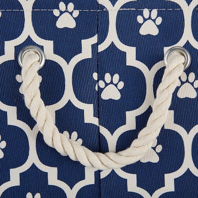 Bone Dry Pet Storage Collection Lattice Paw Print, Nautical Blue, Small Round