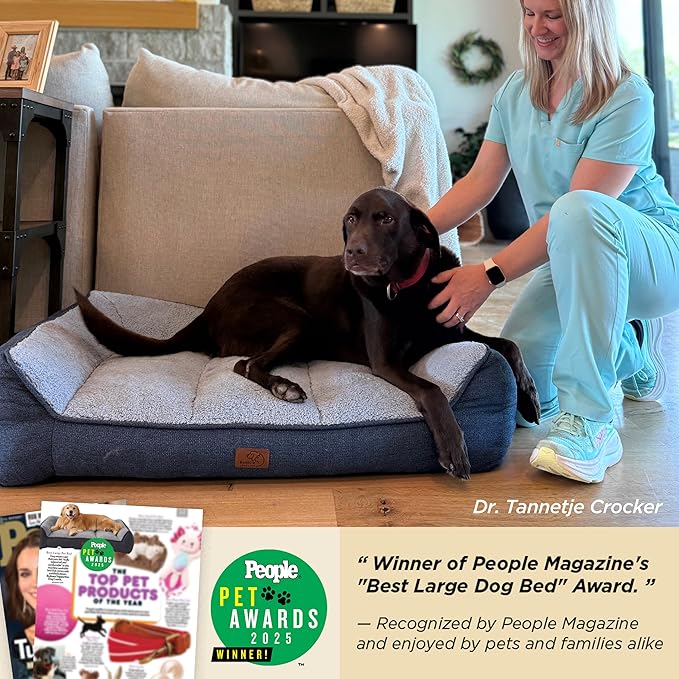 Bedsure SupportMax™ XL Pro Orthopedic Dog Beds Large Sized Dog - Extra Thick Supportive Dogs Couch with Waterproof Washable Cover, Extra Large Comfort Pet Sofa with Sherpa & Nonskid Bottom, Grey, 45"