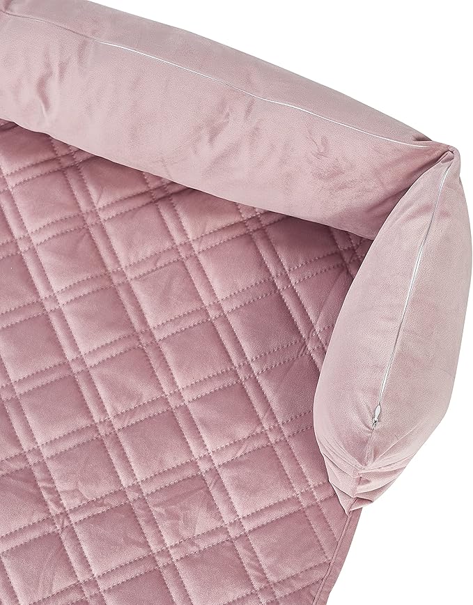 Brilliant Sunshine Premium Calming Dog Bed Mat, Silky Velvet, Removable Washable Cover, Cushion Protector and Couch Covers for Dogs, Pets, Cats, Medium, Silver Pink