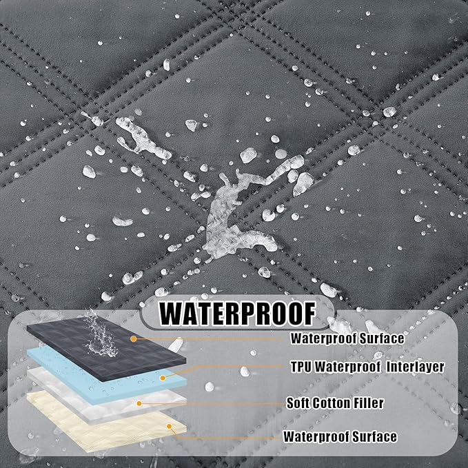 Smiry Waterproof Dog Bed Cover Blanket 68x82, Soft Reversible Pet Blanket, Washable Leakproof Cats Dogs Couch Cover for Sofa, Couch, Furniture, Dark Grey/Beige