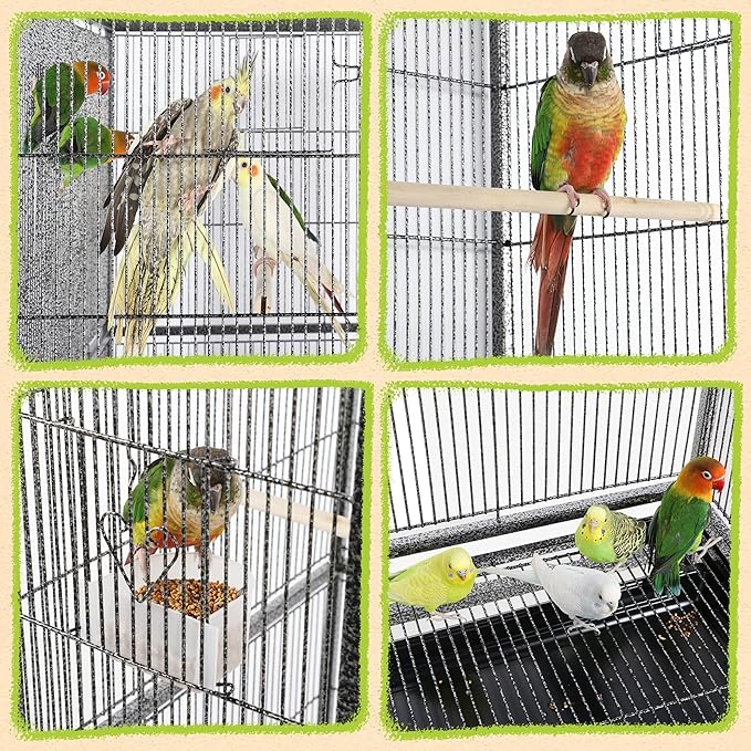 Yaheetech 63-Inch Wrought Iron Rolling Large Bird Cage for African Grey Small Quaker Amazon Parrots Canary Bird Flight Cage