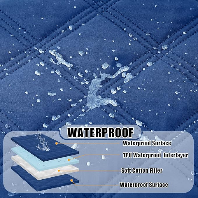 Smiry Waterproof Dog Bed Cover Blanket 68x82, Soft Reversible Pet Blanket, Washable Leakproof Cats Dogs Couch Cover for Sofa, Couch, Furniture, Navy/Navy