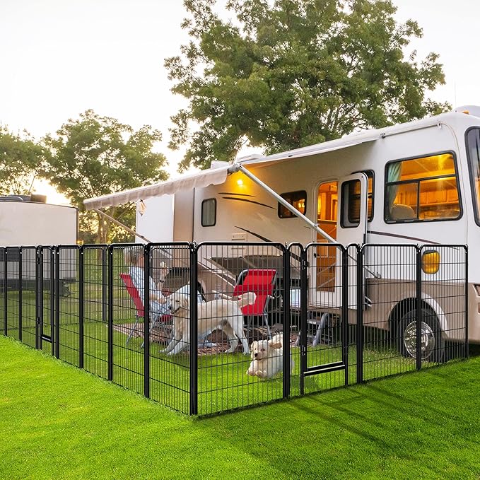 Yaheetech Dog Playpen Outdoor, 47 inch 12 Panels Dog Pen Indoor Heavy Duty Puppy Exercise Pen Metal Pet Fence for RV Camping/Yard/Garden