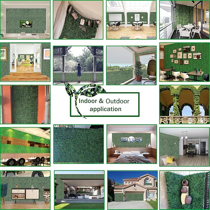 Artificial Boxwood Roll: 60 X 120 in (50 sqft) UV-Anti Faux Ivy Boxwood Hedge Leaf Grass Wall for Patio Balcony Privacy, Garden, Backyard Greenery Wall Backdrop and Fence Decor