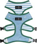 Lucy & Co. Set Sail Reversible Harness, Walking Halter - Best Designer Pet Harnesses for Small Dogs - Padded Adjustable Vest for Easy Walking, Small, Blue & White Stripes & Sailboats