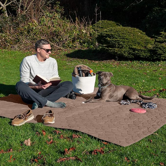 Furhaven Waterproof & Non-Slip Queen Size Mattress Cover Protector for Dogs & Cats, Washable, For Beds, Couches, & Car Seats - Quilted Twill Blanket Mattress Cover - Brownstone, Large/Queen Size