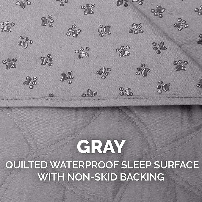 Furhaven Waterproof & Non-Slip Queen Size Mattress Cover Protector for Dogs & Cats, Washable, For Beds, Couches, & Car Seats - Quilted Twill Blanket Mattress Cover - Gray, Large/Queen Size