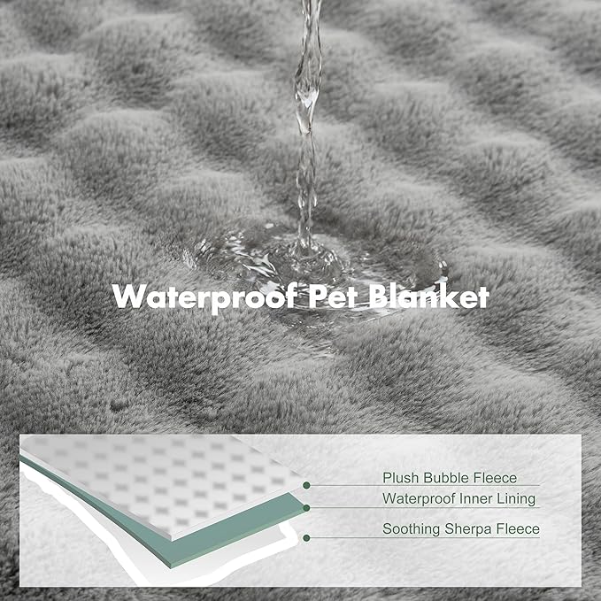 Soft Cozy Waterproof Dog Blanket for Couch - Room Decor Medium Pet Blanket for Furniture Protector, Washable Calming Dog Crate Blankets for Indoors & Outdoors, Grey, 40"x50"
