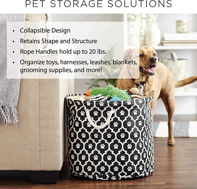 Bone Dry Pet Storage Collection Collapsible Bin, Small Round, Gray