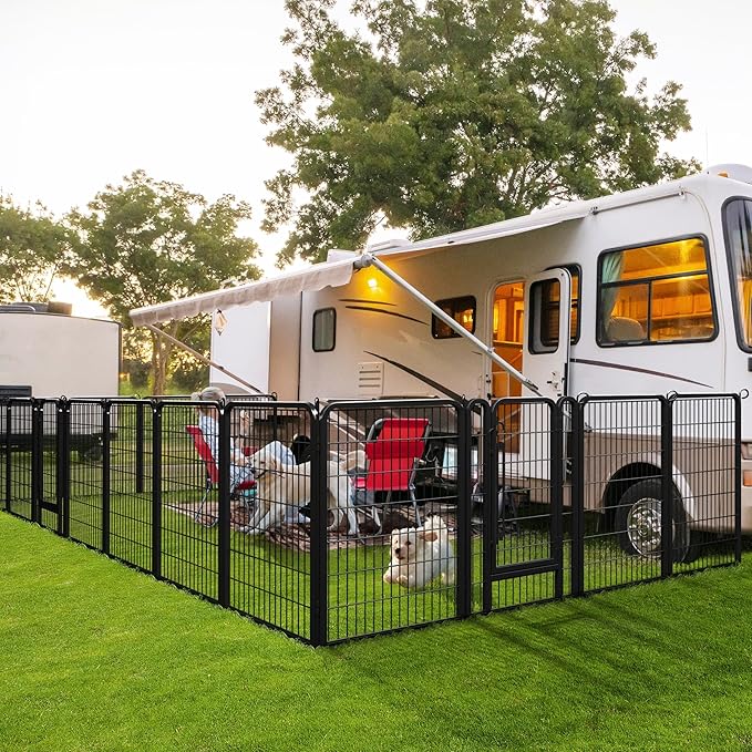 Yaheetech Dog Playpen, 40 inch 8 Panels Dog Pen for Indoor Heavy Duty Puppy Exercise Pen Metal Pet Fence for RV Camping/Yard/Garden
