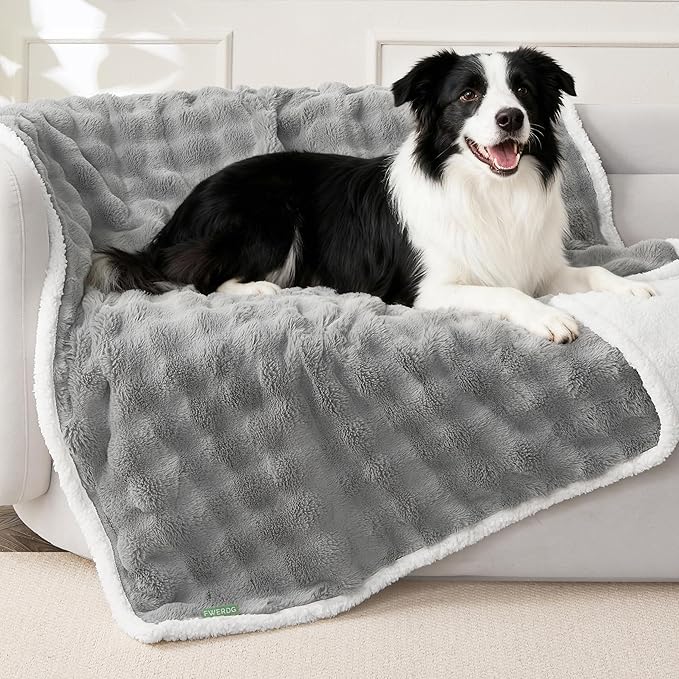 Soft Cozy Waterproof Twin Blanket for Bed Intimacy - Room Decor Large Dog Blankets for Bed Protector, Washable Pet Blankets for Indoors & Outdoors, Grey, 60"x80"