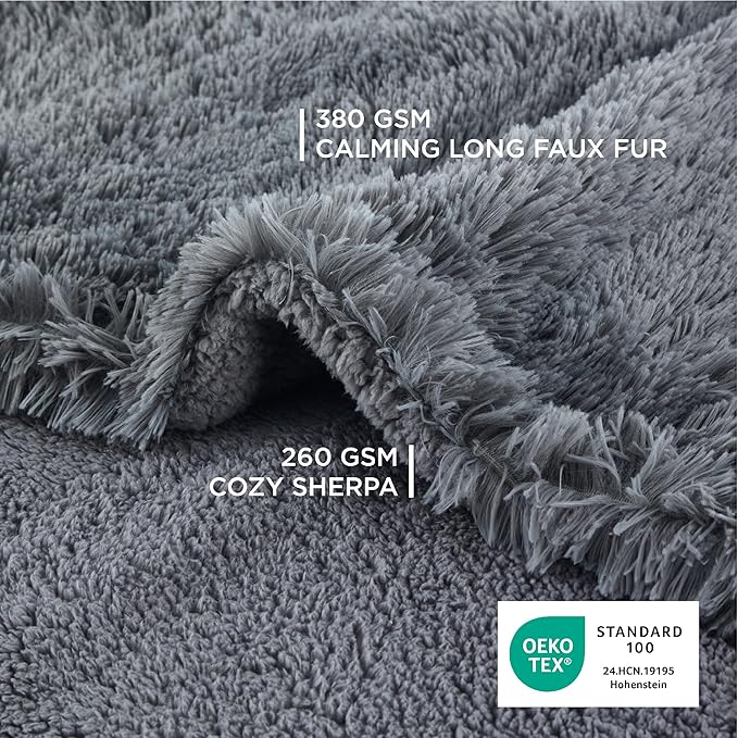 Bedsure Waterproof Dog Blankets for Medium Dogs Washable - Cat Blanket for Couch Protector Long Faux Fur, Calming Soft Reversible Throw Furniture Protection for Puppy Pet, 30"x40", Grey