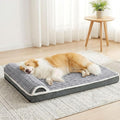 Orthopedic Dog Bed Medium Size Dog with Pillow 30''X20'', Waterproof Soft Comfortable Egg Crate Foam Pet Crate Beds Mat with Removable Washable Cover and Non-Slip Bottom, Grey