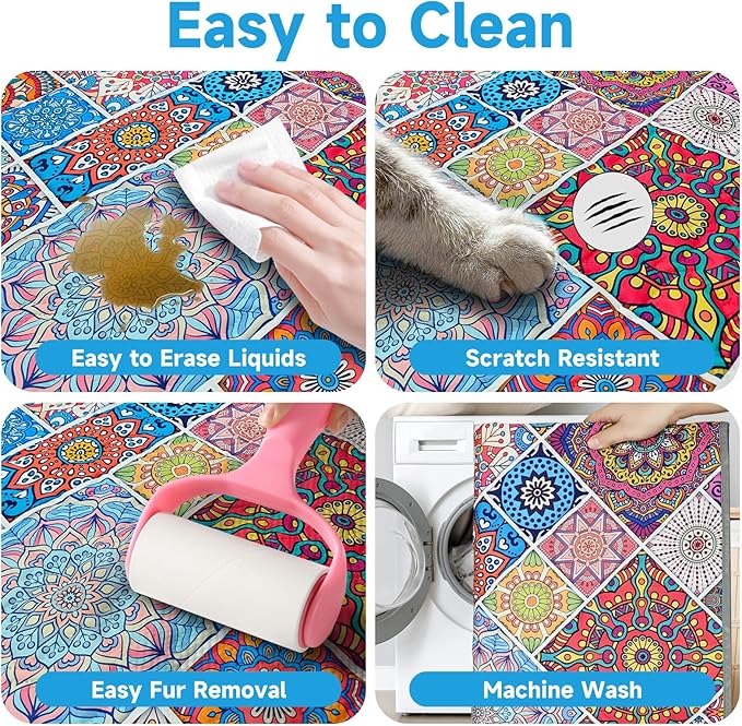 Waterproof Dog Blanket, Bohemian Dog Bed Cover Pet Blanket, Reversible Sofa Couch Cover for Dogs Washable, Protect Furniture Bed Couch Sofa for Puppy Cat (Colorful Medallion, 52×82 Inch)