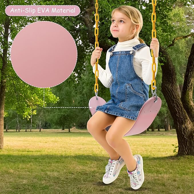 Sunnyglade 2PCS Swings Seats Heavy Duty with 66" Chain, Playground Swing Set Accessories Replacement with Snap Hooks, Support 250lb (2, Pastel Pink)