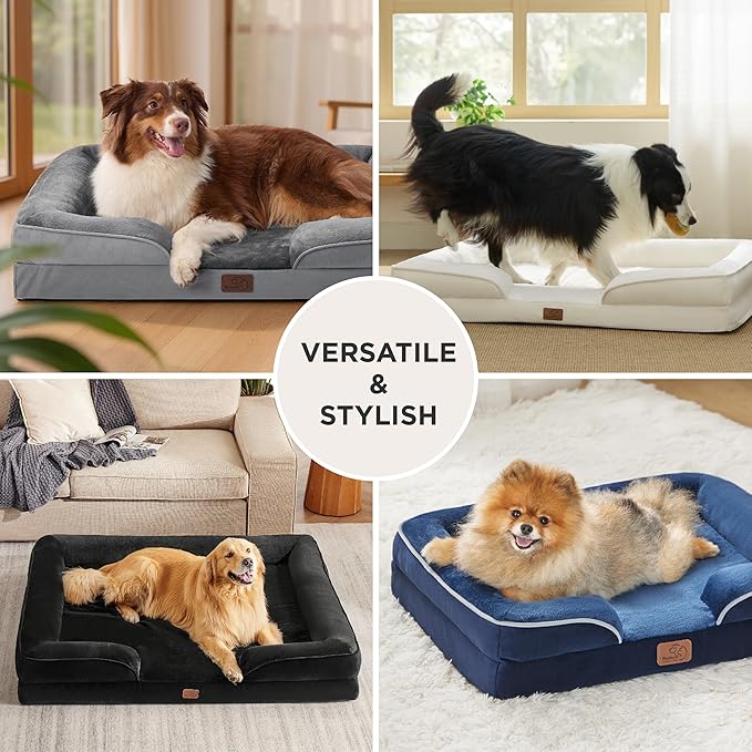 Bedsure XL Plus Orthopedic Dog Bed for Extra Large Dogs - Washable XLarge Dog Cat Bed Waterproof, Comfort Dogs Couch Sofa with Washable Removable Cover, Pet Bed with Nonskid Bottom, Black, 48"