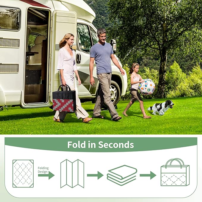 GENIMO Outdoor Rug for Patio Clearance, 8'x10' Reversible Plastic Straw Rugs, Lightweight Waterproof RV Camping Mat for Camper, Balcony, Deck, Backyard, Picnic, Red Grey