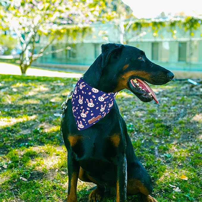 Realeaf Easter Dog Bandanas 2 Pack, Triangle Reversible Pet Scarf for Boy and Girl, Premium Durable Fabric, Holiday Bandana for Small Medium Large and Extra Large Dogs (X-Large)