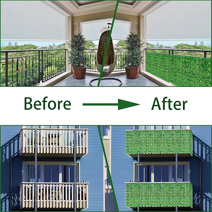 Artificial Ivy Privacy Fence Wall Screen: 72 X144 in UV-Anti Faux Greenery Backdrop Ivy Vine Leaf Hedges Fence Panels for Patio, Balcony, Garden, Backyard Indoor Outdoor Light Green Decor