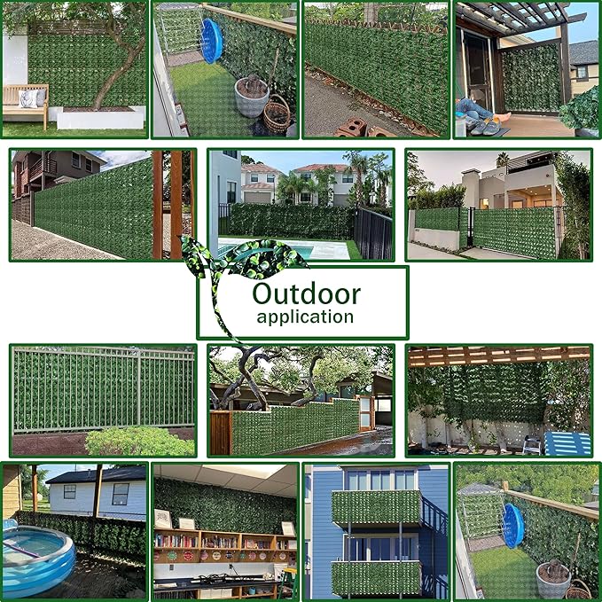Artificial Ivy Privacy Fence Wall Screen: 40X100 in UV-Anti Faux Greenery Backdrop Ivy Vine Leaf Hedges Fence Panels for Patio, Balcony, Garden, Backyard Indoor Outdoor Green Decor