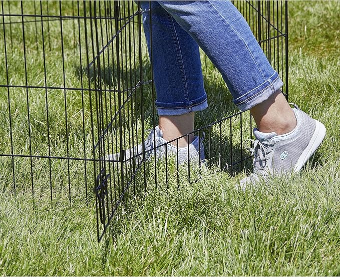 MidWest Homes for Pets Folding Metal Dog Exercise Pen, Indoor/Outdoor Playpen with Secure Door, Provides 16 Sq Feet of Play Space, 42-Inches Tall, Black E-Coated