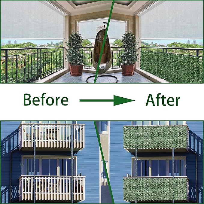 Artificial Fence Privacy Screen: 5FT x 20FT UV-Anti Faux Greenery Backdrop Ivy Chain Link Shades Panels for Patio, Balcony, Garden,Deck,Backyard Indoor Outdoor Green Wall Decor