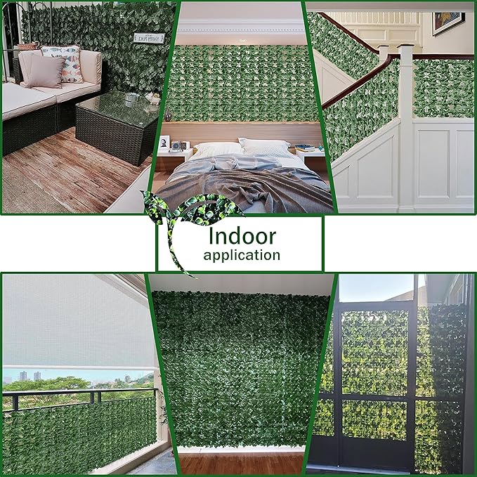 Artificial Fence Privacy Screen: 4FT x 50FT UV-Anti Faux Greenery Backdrop Ivy Chain Link Shades Panels for Patio, Balcony, Garden,Deck,Backyard Indoor Outdoor Green Wall Decor